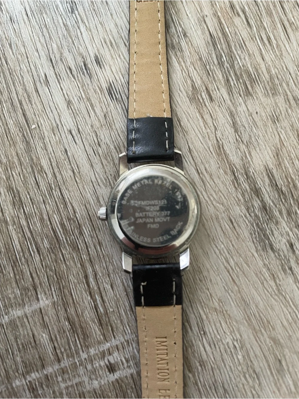 Women's Black Leather Strap Watch with Silver Case